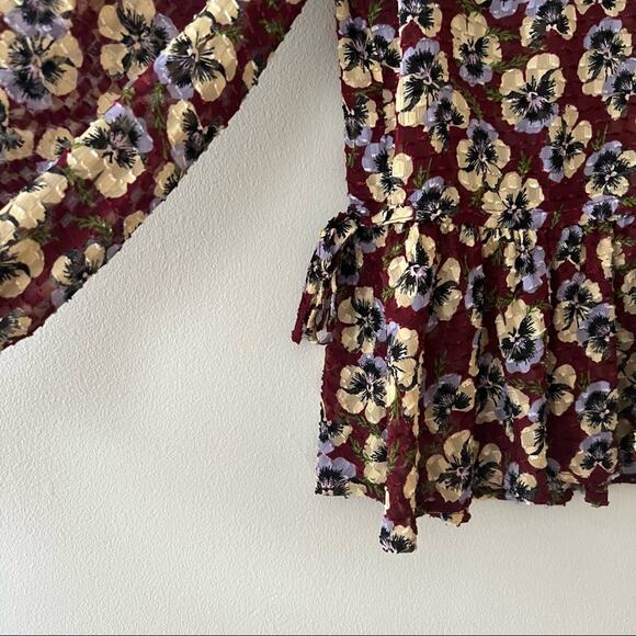 Madewell Drawstring Ruffle-Hem Top in Viola Floral - Picture 7 of 12
